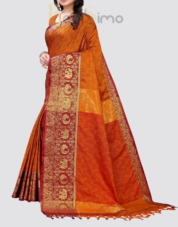 Banarasi Cotton Silk Saree with Blouse Piece