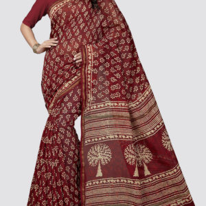 Digital Printed Chanderi Silk Saree in Maroon