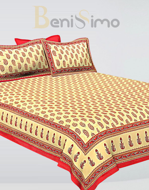 King Size Double Bedsheet Hand Block Print Super Fine Cotton