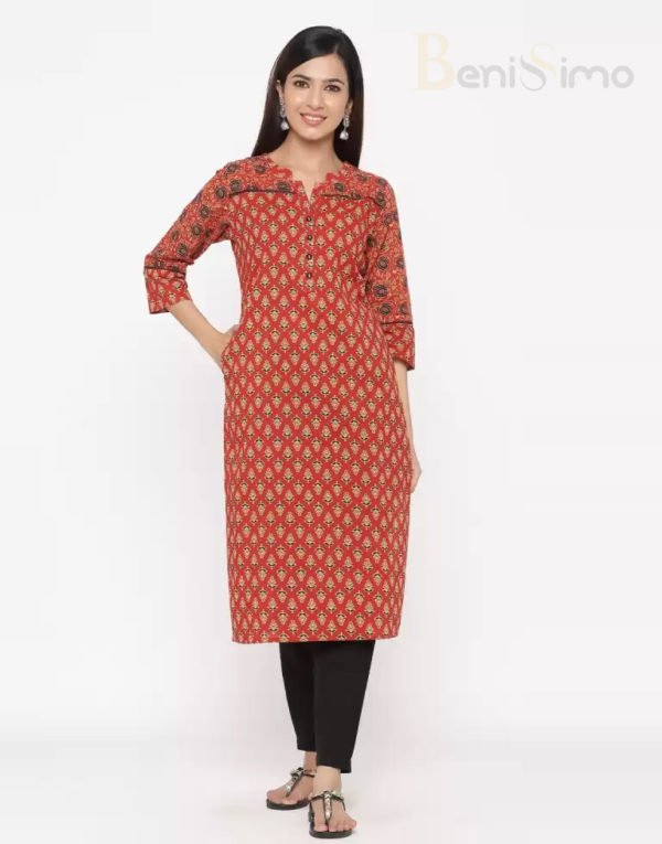 Pure Cotton Straight Maroon Kurti