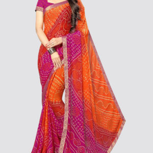 Chiffon Printed Saree with Lace Border