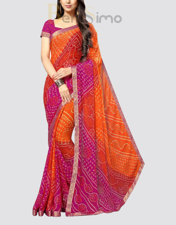 Chiffon Printed Saree with Lace Border